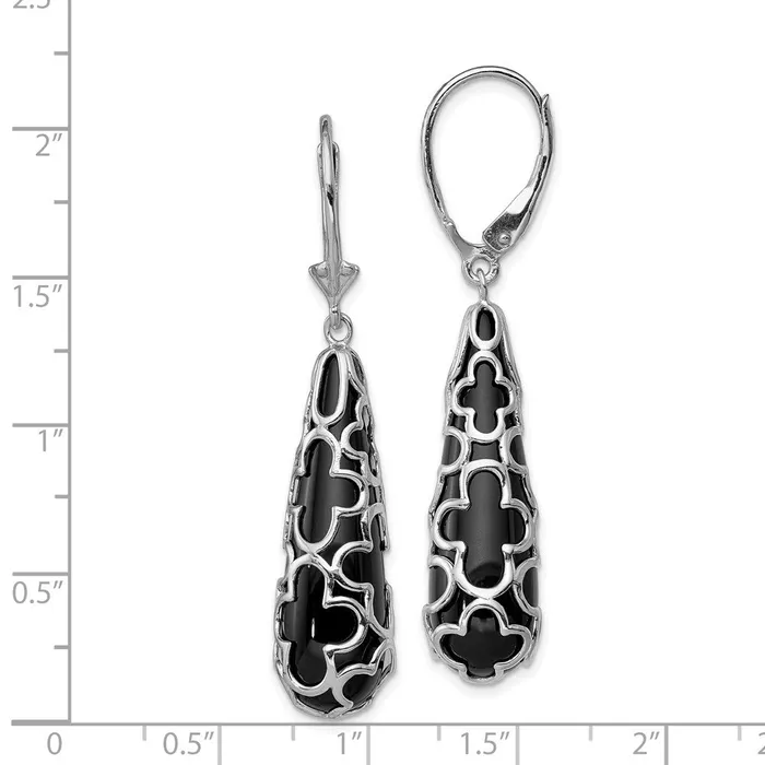 Earrings Sterling Silver Rhodiumplated Onyx Teardrop Leverback EarringsWBCQE12025 WB Choice Jewelry Earrings Sterling Silver Rhodiumplated Onyx Teardrop Leverback EarringsWBCQE12025 WB Choice Jewelry