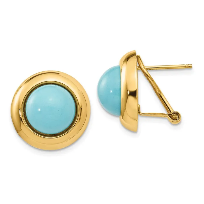 Earrings WB Choice Jewelry 14k Omega Clip Reconstituted Turquoise EarringsWBCH927 Earrings WB Choice Jewelry 14k Omega Clip Reconstituted Turquoise EarringsWBCH927