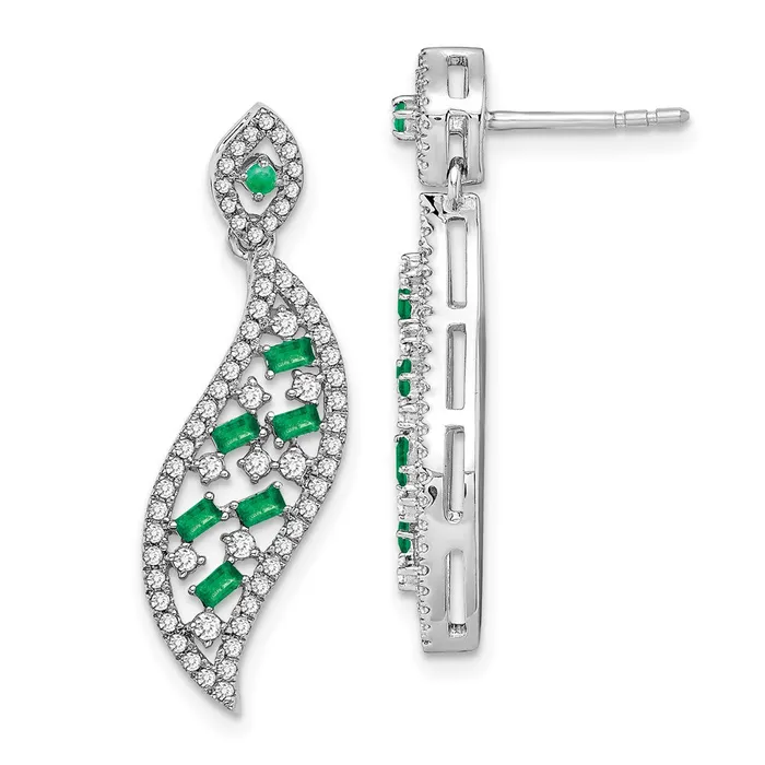 Earrings WB Choice Jewelry 14k White Gold Emerald and Diamond Wave Post EarringsWBCEM7193EM058WA Earrings WB Choice Jewelry 14k White Gold Emerald and Diamond Wave Post EarringsWBCEM7193EM058WA