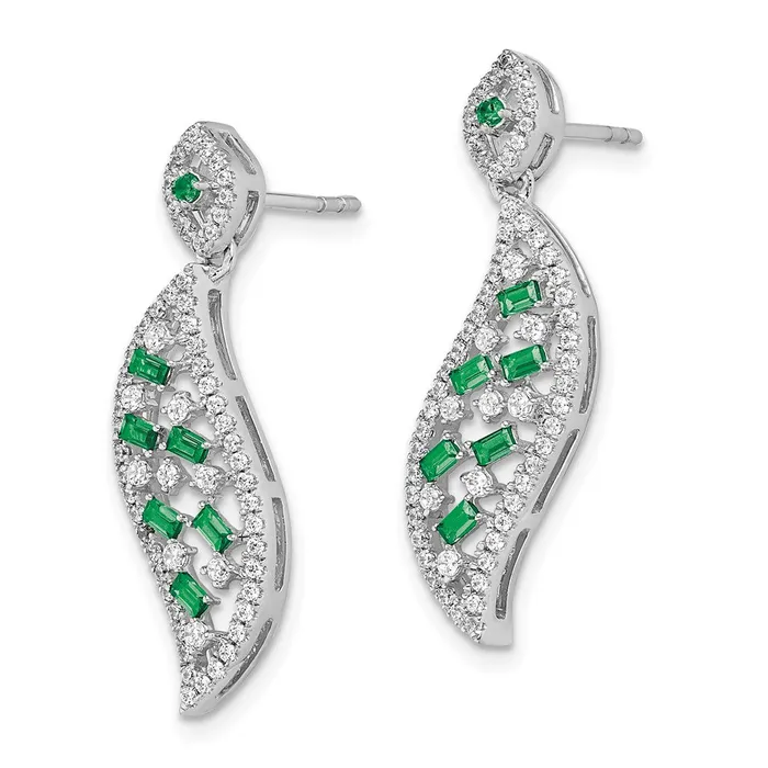 Earrings WB Choice Jewelry 14k White Gold Emerald and Diamond Wave Post EarringsWBCEM7193EM058WA Earrings WB Choice Jewelry 14k White Gold Emerald and Diamond Wave Post EarringsWBCEM7193EM058WA