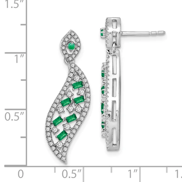 Earrings WB Choice Jewelry 14k White Gold Emerald and Diamond Wave Post EarringsWBCEM7193EM058WA Earrings WB Choice Jewelry 14k White Gold Emerald and Diamond Wave Post EarringsWBCEM7193EM058WA