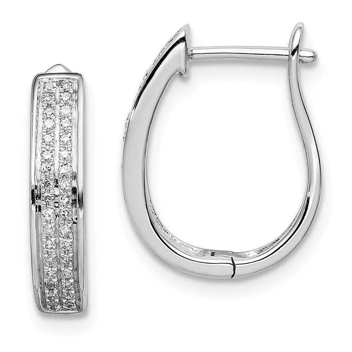 Earrings WB Choice Jewelry Sterling Silver Rhodium Diam Oval Hinged Hoop EarringsWBCQE10633 Earrings WB Choice Jewelry Sterling Silver Rhodium Diam Oval Hinged Hoop EarringsWBCQE10633