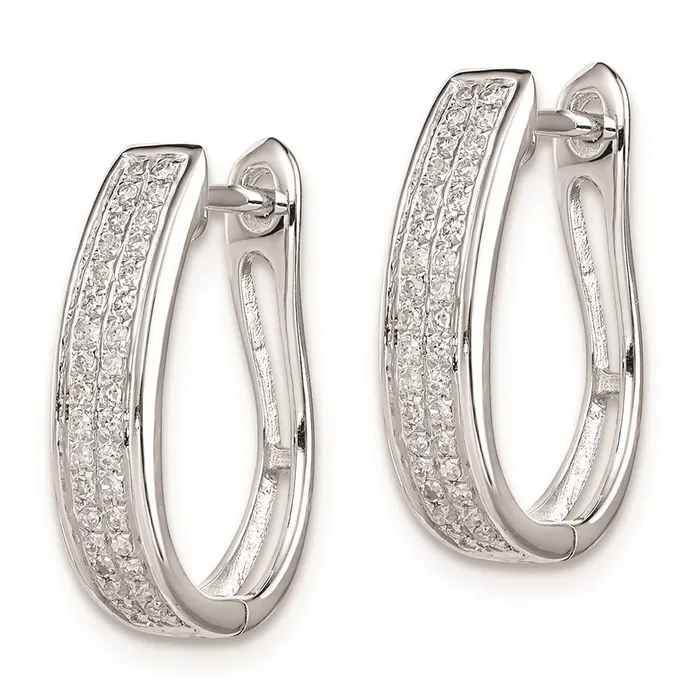 Earrings WB Choice Jewelry Sterling Silver Rhodium Diam Oval Hinged Hoop EarringsWBCQE10633 Earrings WB Choice Jewelry Sterling Silver Rhodium Diam Oval Hinged Hoop EarringsWBCQE10633