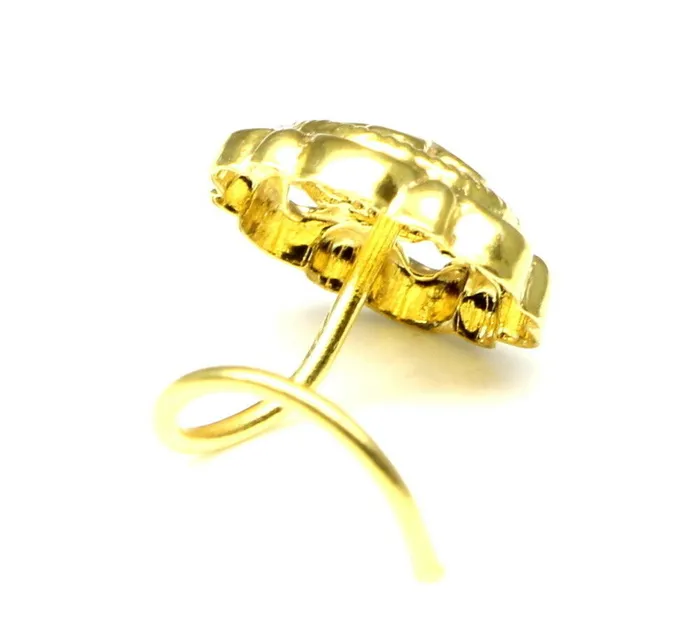 httpswwwkarizmajewelscom Rings Indian Nose Stud Gold plated nose ring corkscrew piercing ring l bend 22g