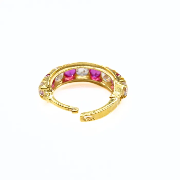 Karizma Jewels 18K Real Gold Nose ring Pink White CZ bollywood stylish Clicker Nose Hoop Ring 20g Rings