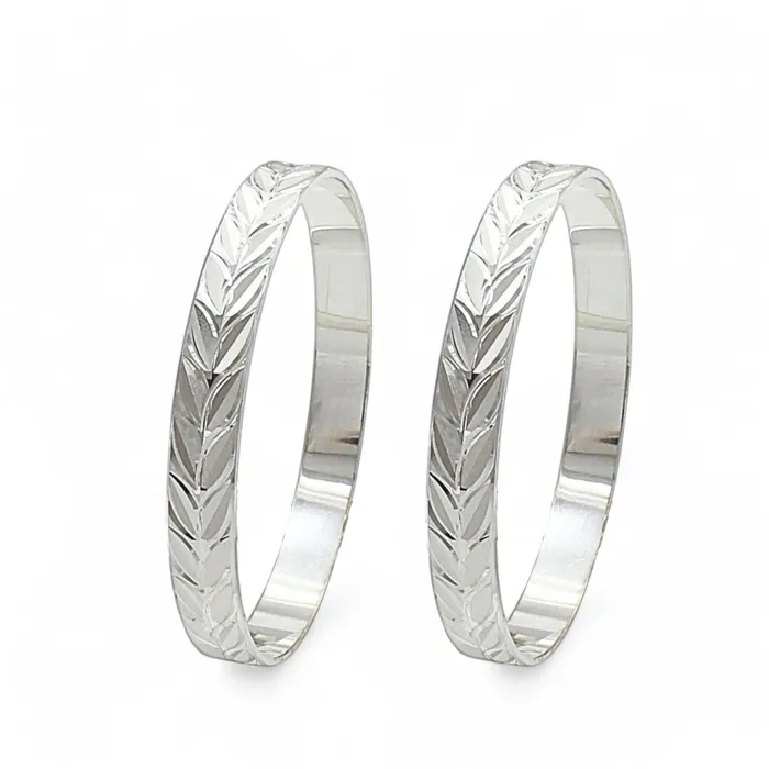 Karizma Jewels Bracelets 990 Real Sterling Silver Women Leaf design Bangles Bracelet Kangan Pair 59 CM