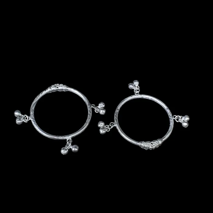 Karizma Jewels Real Silver Gorgeous Kids Bangles Bracelet Kada With Jingle Bells Pair Bracelets