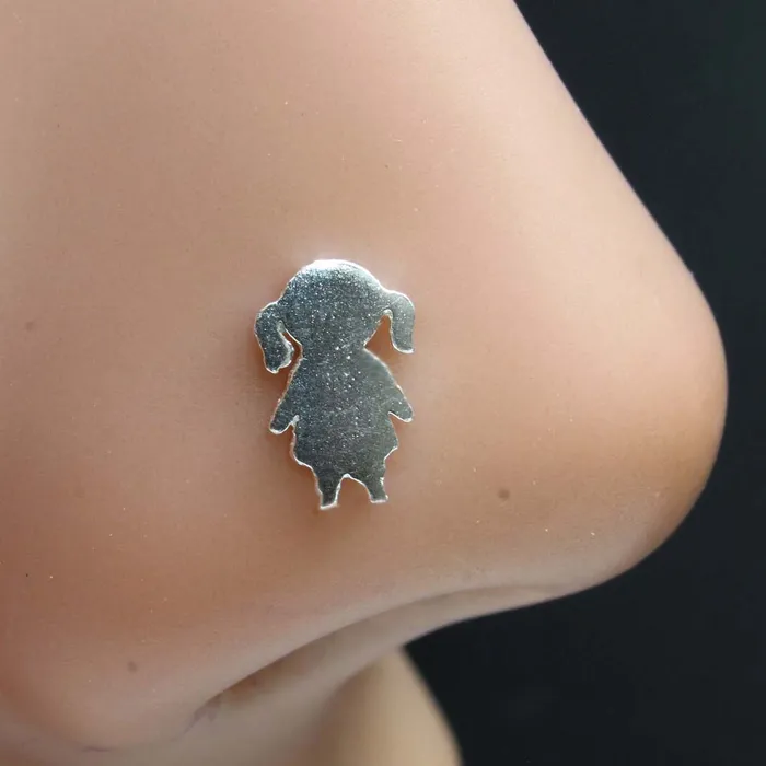 Karizma Jewels Rings Cute Girl Real Sterling Silver nose stud Corkscrew nose ring L bend 22g