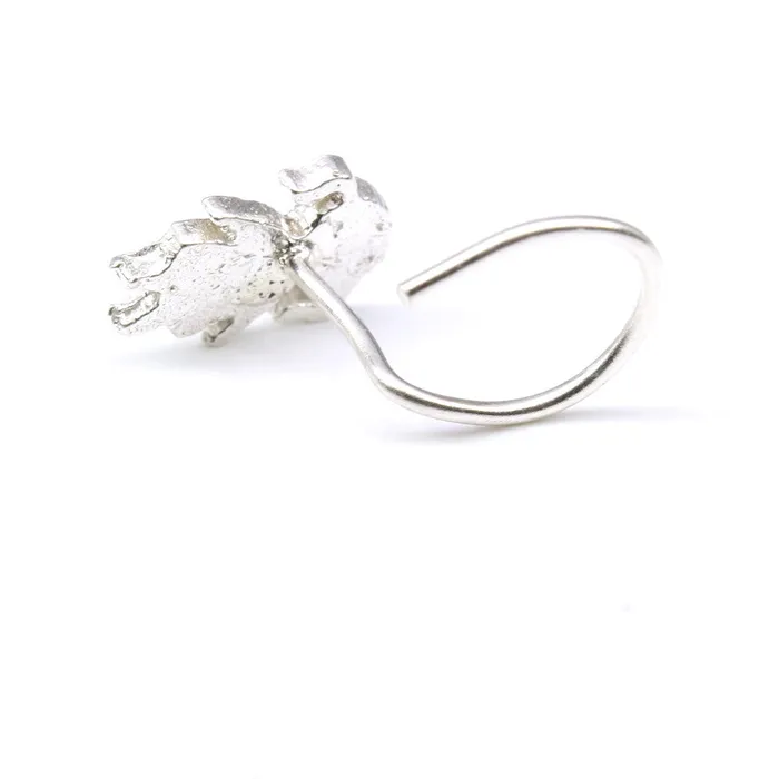 Karizma Jewels Rings Cute Girl Real Sterling Silver nose stud Corkscrew nose ring L bend 22g