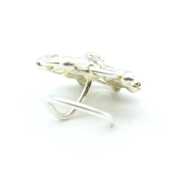 Karizma Jewels Rings Floral 925 Sterling Silver White CZ Twisted nose ring 22g