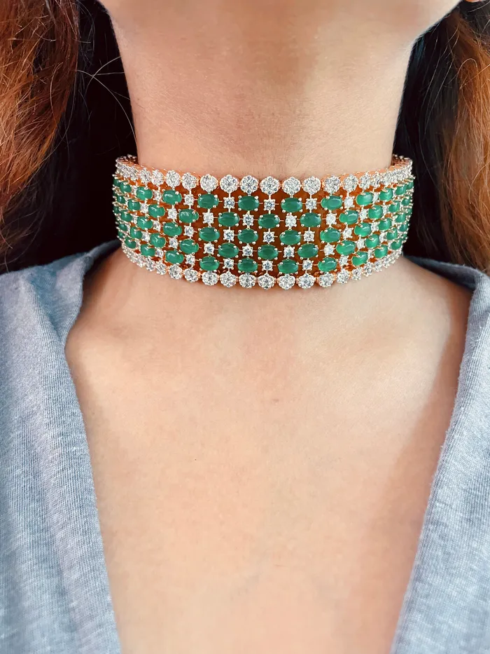 Meghan Emerald Diamond Choker Necklace Earrings PRERTO ECOMMERCE PRIVATE LIMITED Earrings Meghan Emerald Diamond Choker Necklace Earrings PRERTO ECOMMERCE PRIVATE LIMITED Earrings