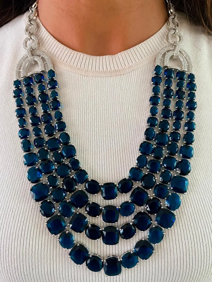 Necklaces Ume Sapphire Diamond Detail Necklace Set PRERTO ECOMMERCE PRIVATE LIMITED Necklaces Ume Sapphire Diamond Detail Necklace Set PRERTO ECOMMERCE PRIVATE LIMITED