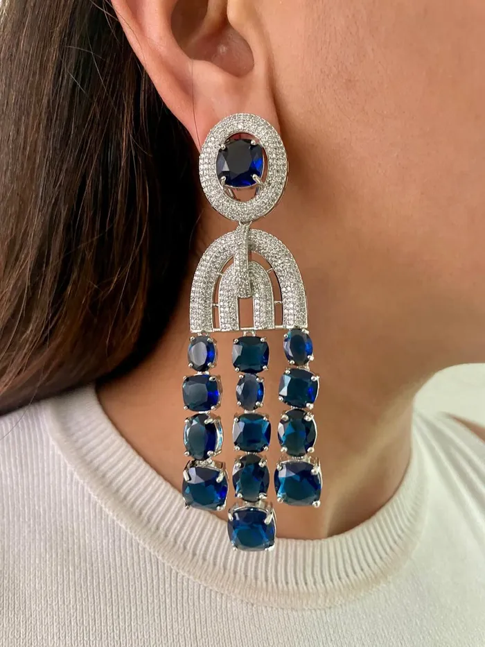 Necklaces Ume Sapphire Diamond Detail Necklace Set PRERTO ECOMMERCE PRIVATE LIMITED