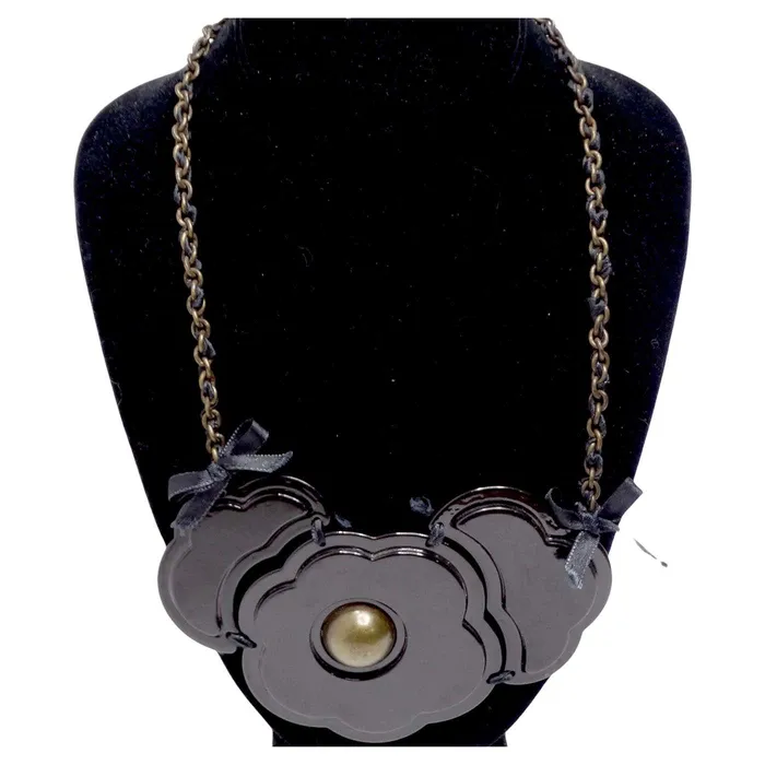 Necklaces Vintage by Misty Moschino 1990s Black Flower Necklace