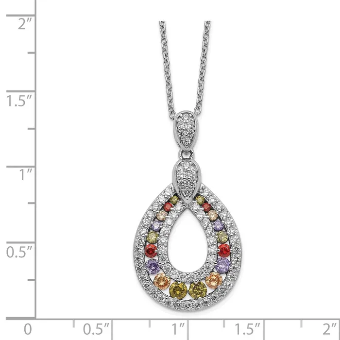 Necklaces WB Choice Jewelry Cheryl M Sterling Silver Rhodplated Multicolor CZ Teardrop 18in NecklaceWBCQCM144018 Necklaces WB Choice Jewelry Cheryl M Sterling Silver Rhodplated Multicolor CZ Teardrop 18in NecklaceWBCQCM144018