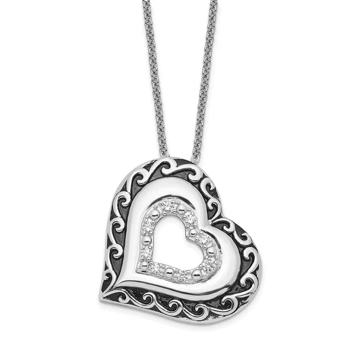 Necklaces WB Choice Jewelry Sterling Silver CZ Antiqued Mother Of the Bride 18in NecklaceWBCQSX660 Necklaces WB Choice Jewelry Sterling Silver CZ Antiqued Mother Of the Bride 18in NecklaceWBCQSX660