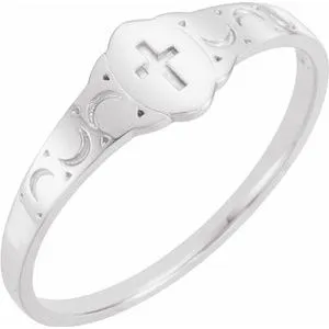 Platinum 5x3 mm Oval Youth Cross Signet Ring19352109PSTWBC WB Choice Jewelry Rings Platinum 5x3 mm Oval Youth Cross Signet Ring19352109PSTWBC WB Choice Jewelry Rings