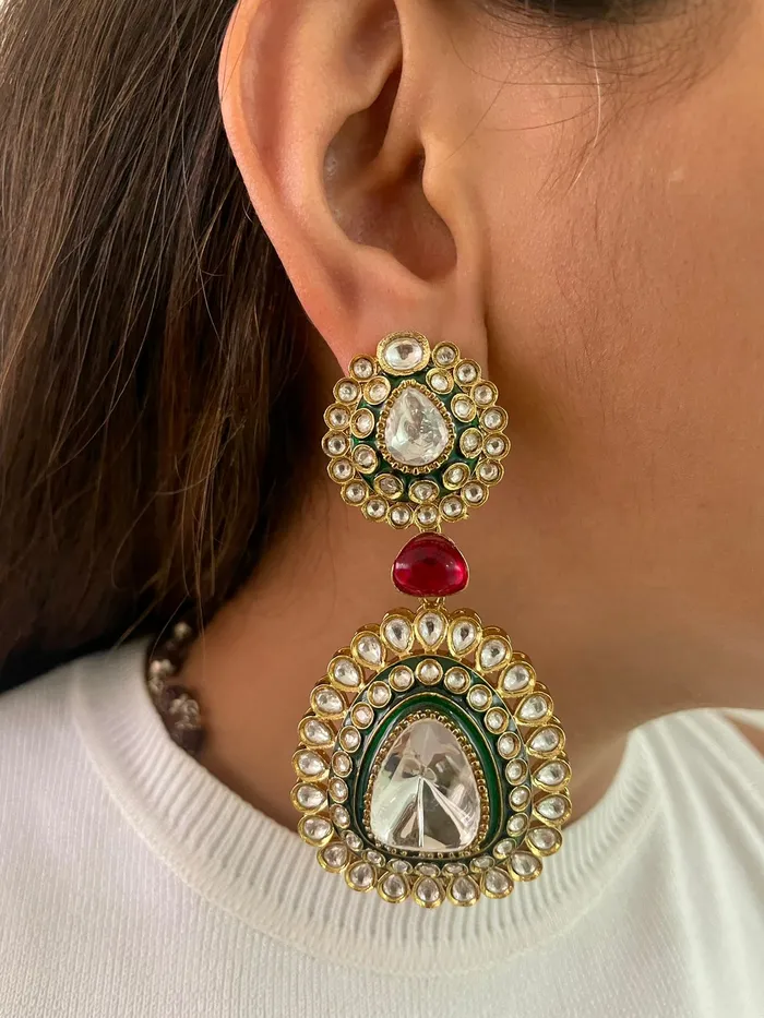 PRERTO ECOMMERCE PRIVATE LIMITED Necklaces Ruby Polki Statement Kundan Necklace Set Necklace Earrings