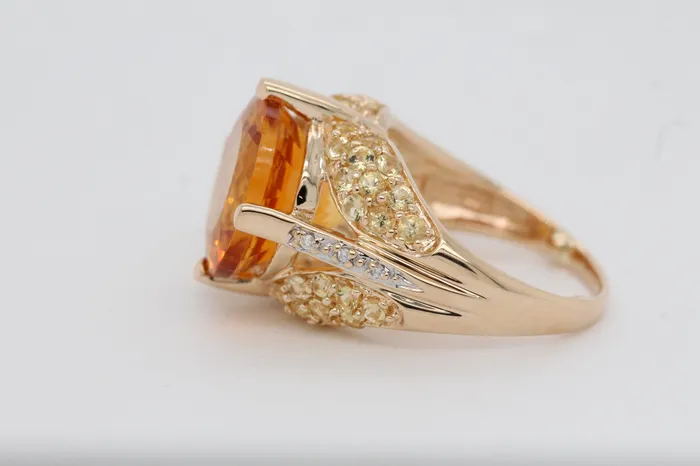 Rings FULLERS PURCHASE FROM PUBLIC Estate 14KY 812 Cttw Citrine and 04 Cttw Diamond Ring H in Color and Rings FULLERS PURCHASE FROM PUBLIC Estate 14KY 812 Cttw Citrine and 04 Cttw Diamond Ring H in Color and