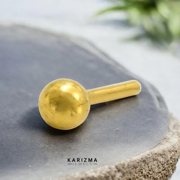 Rings Indian 18K Real Gold Women Plain Ball Round daily wear stud nose ring Push Pin Karizma Jewels Rings Indian 18K Real Gold Women Plain Ball Round daily wear stud nose ring Push Pin Karizma Jewels