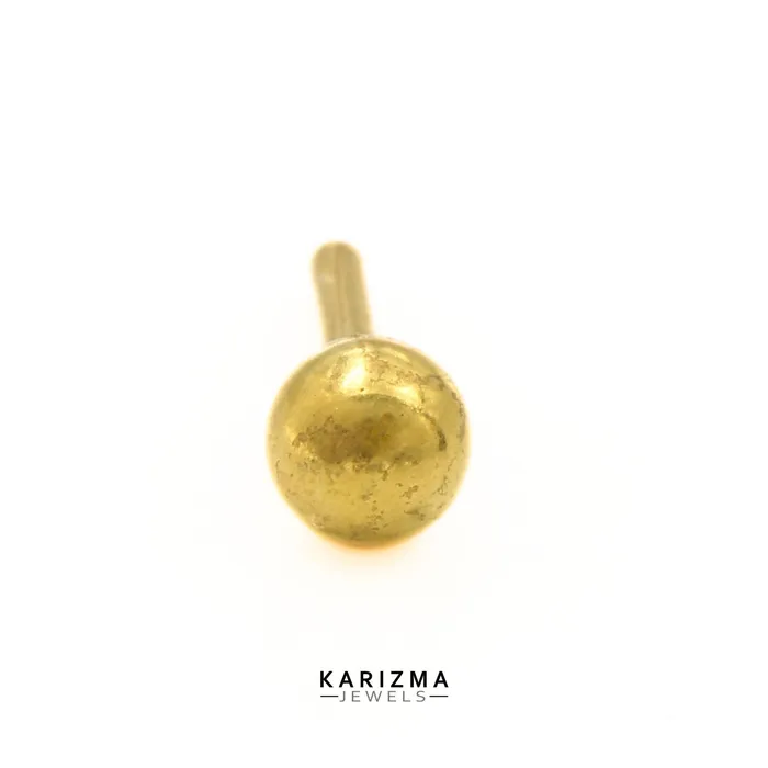 Rings Indian 18K Real Gold Women Plain Ball Round daily wear stud nose ring Push Pin Karizma Jewels