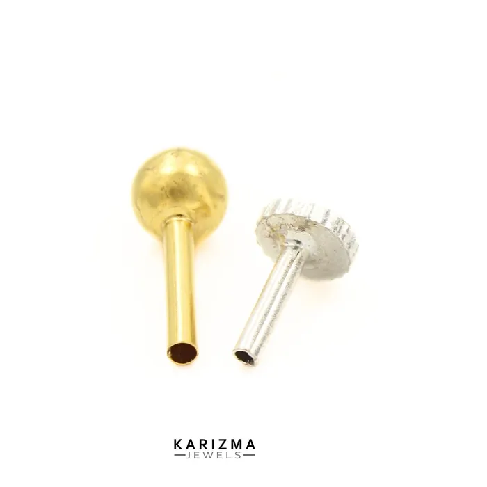 Rings Indian 18K Real Gold Women Plain Ball Round daily wear stud nose ring Push Pin Karizma Jewels
