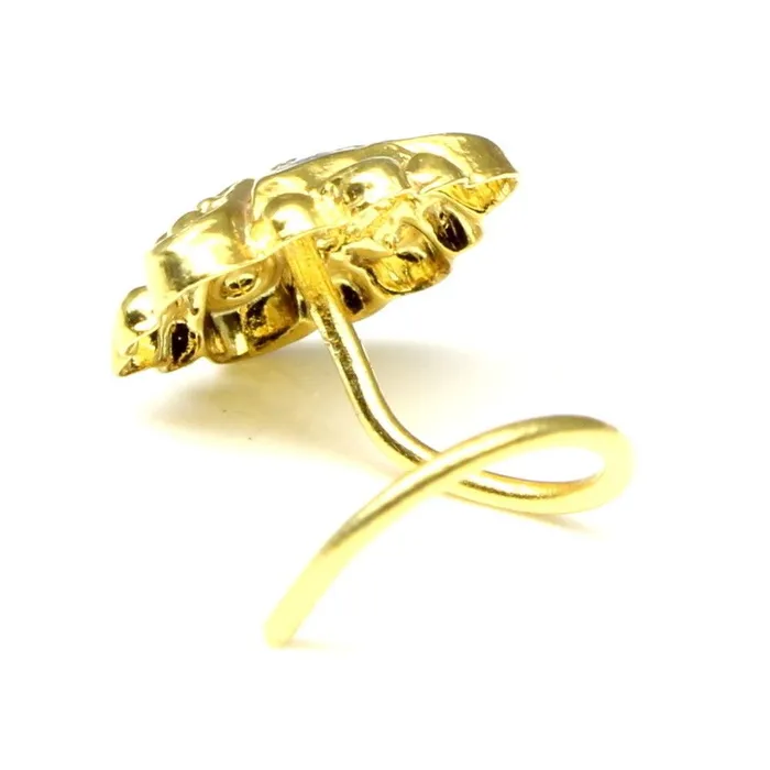 Rings Karizma Jewels Indian Nose Stud Gold plated nose ring corkscrew piercing ring l bend