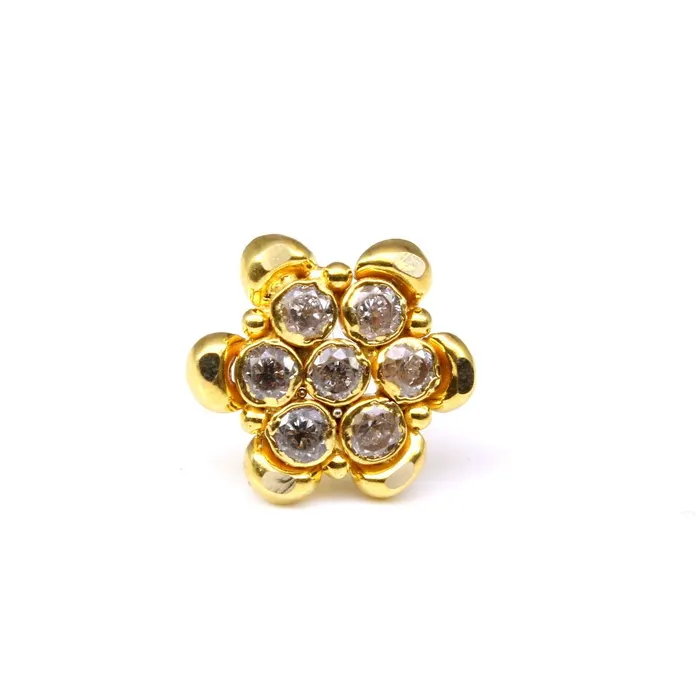 Rings Karizma Jewels Real Gold Medusa Nose stud14K White CZ Indian statement nose ring Push Pin