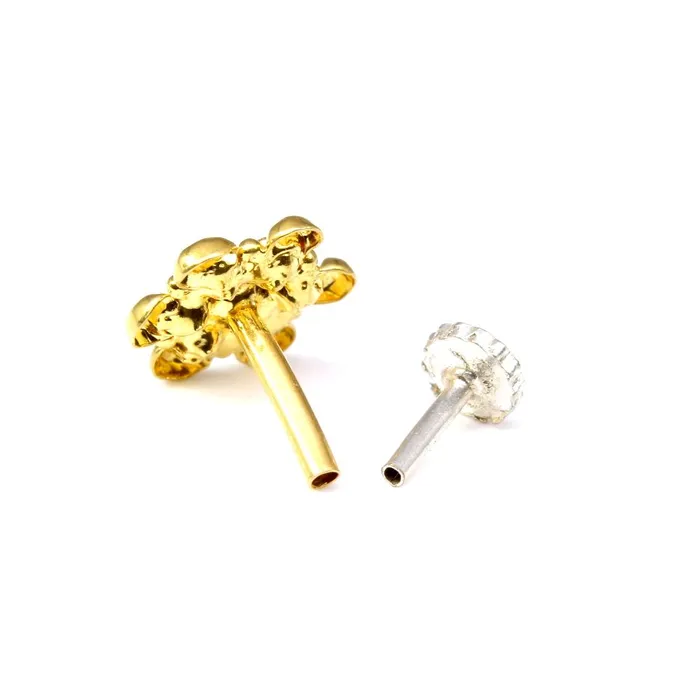 Rings Karizma Jewels Real Gold Medusa Nose stud14K White CZ Indian statement nose ring Push Pin