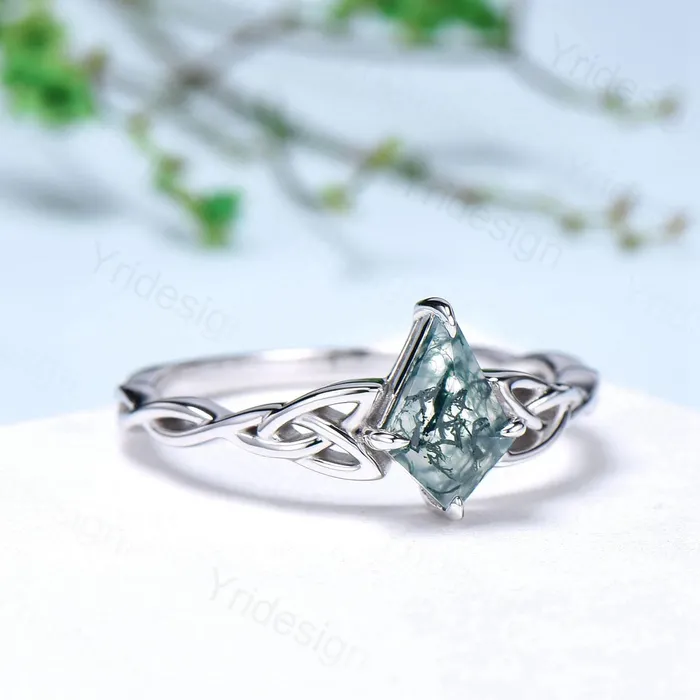 Rings Norse Viking Kite Cut Moss Agate Ring Celtic Love Knot Green Agate Engagement Ring Vintage Unique Twisted Green Crystal Wedding Ring Women PENFINE Rings Norse Viking Kite Cut Moss Agate Ring Celtic Love Knot Green Agate Engagement Ring Vintage Unique Twisted Green Crystal Wedding Ring Women PENFINE