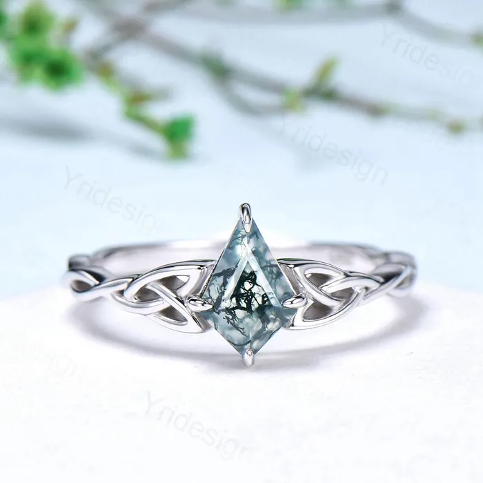 Rings Norse Viking Kite Cut Moss Agate Ring Celtic Love Knot Green Agate Engagement Ring Vintage Unique Twisted Green Crystal Wedding Ring Women PENFINE Rings Norse Viking Kite Cut Moss Agate Ring Celtic Love Knot Green Agate Engagement Ring Vintage Unique Twisted Green Crystal Wedding Ring Women PENFINE