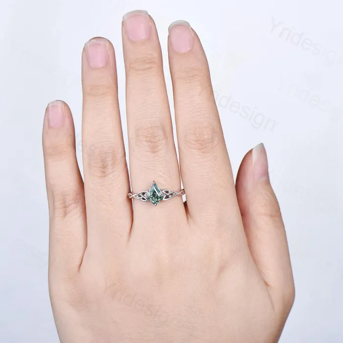Rings Norse Viking Kite Cut Moss Agate Ring Celtic Love Knot Green Agate Engagement Ring Vintage Unique Twisted Green Crystal Wedding Ring Women PENFINE Rings Norse Viking Kite Cut Moss Agate Ring Celtic Love Knot Green Agate Engagement Ring Vintage Unique Twisted Green Crystal Wedding Ring Women PENFINE