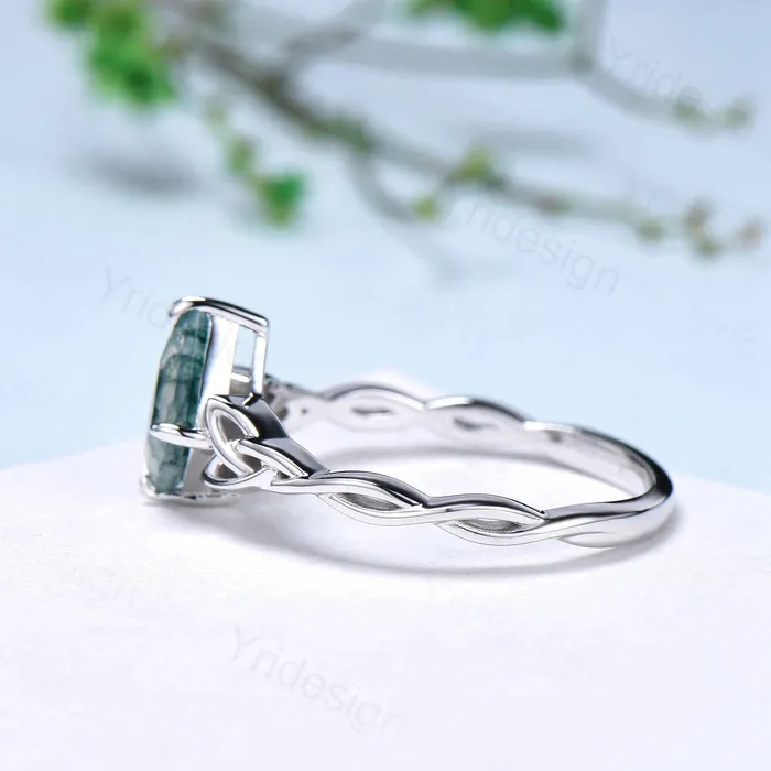 Rings Norse Viking Kite Cut Moss Agate Ring Celtic Love Knot Green Agate Engagement Ring Vintage Unique Twisted Green Crystal Wedding Ring Women PENFINE Rings Norse Viking Kite Cut Moss Agate Ring Celtic Love Knot Green Agate Engagement Ring Vintage Unique Twisted Green Crystal Wedding Ring Women PENFINE