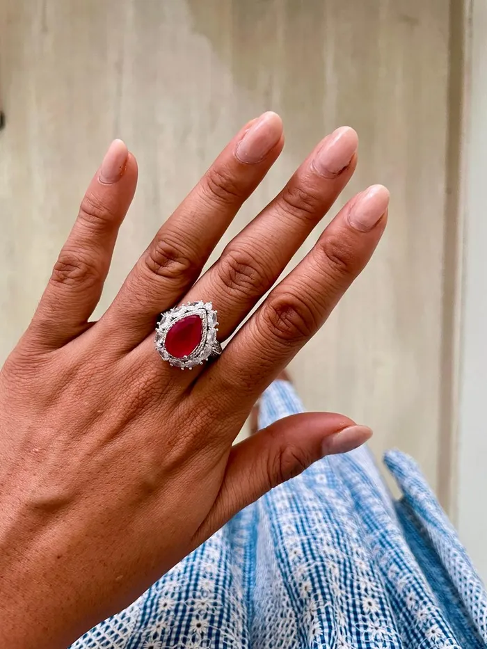 Rings Tear Drop Ruby Dimonte Ring PRERTO ECOMMERCE PRIVATE LIMITED