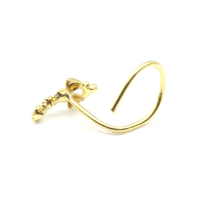 Rings Vertical Style Gold Plated Nose Stud White CZ L Bend nose ring 22g Karizma Jewels