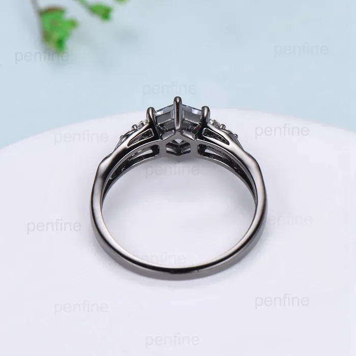 Rings Vintage Gray Moissanite Engagement Ring White Gold Black Gold Unique Alternative Infinity Ring Cluster Diamond Wedding Ring Anniversary gift PENFINE Rings Vintage Gray Moissanite Engagement Ring White Gold Black Gold Unique Alternative Infinity Ring Cluster Diamond Wedding Ring Anniversary gift PENFINE