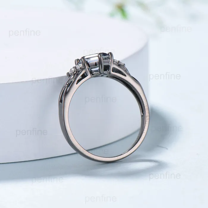 Rings Vintage Gray Moissanite Engagement Ring White Gold Black Gold Unique Alternative Infinity Ring Cluster Diamond Wedding Ring Anniversary gift PENFINE Rings Vintage Gray Moissanite Engagement Ring White Gold Black Gold Unique Alternative Infinity Ring Cluster Diamond Wedding Ring Anniversary gift PENFINE