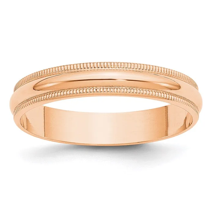 Rings WB Choice Jewelry 10k Rose Gold 4mm LTW Milgrain Half Round Band Size 41RML0404WBC Rings WB Choice Jewelry 10k Rose Gold 4mm LTW Milgrain Half Round Band Size 41RML0404WBC