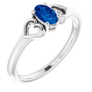 Rings WB Choice Jewelry 14K White 5x3 mm Oval Blue Sapphire Youth Heart Ring71987611PSTWBC Rings WB Choice Jewelry 14K White 5x3 mm Oval Blue Sapphire Youth Heart Ring71987611PSTWBC