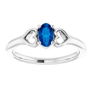 Rings WB Choice Jewelry 14K White 5x3 mm Oval Blue Sapphire Youth Heart Ring71987611PSTWBC Rings WB Choice Jewelry 14K White 5x3 mm Oval Blue Sapphire Youth Heart Ring71987611PSTWBC