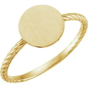 Rings WB Choice Jewelry 14K Yellow Round Engravable Rope Ring514011001PSTWBC Rings WB Choice Jewelry 14K Yellow Round Engravable Rope Ring514011001PSTWBC