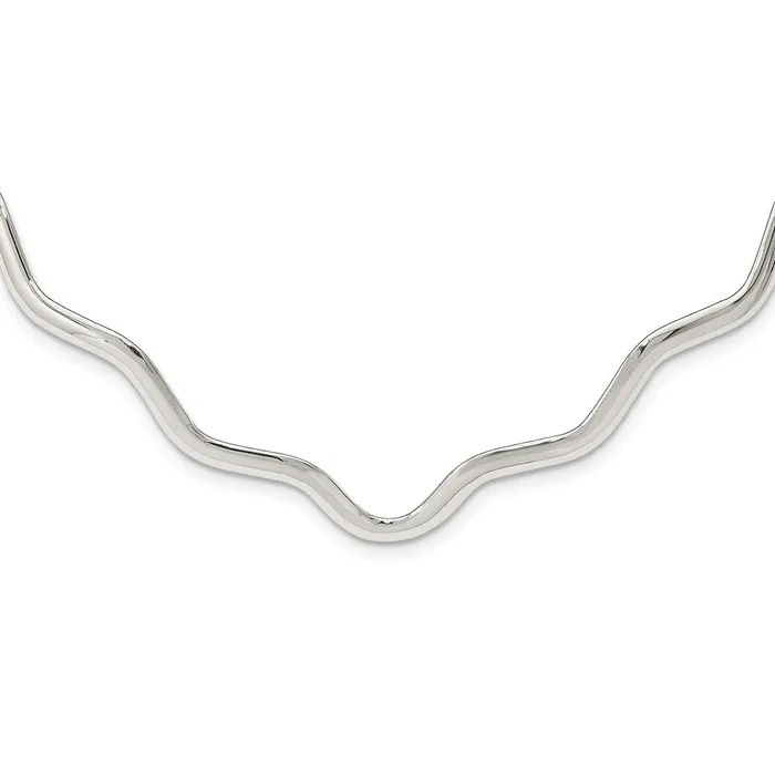 Rings WB Choice Jewelry Sterling Silver Wavy VShape Neck CollarWBCQG1750