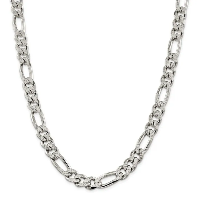 Sterling Silver 105mm Pav Flat Figaro ChainWBCQFF30022 WB Choice Jewelry Necklaces Sterling Silver 105mm Pav Flat Figaro ChainWBCQFF30022 WB Choice Jewelry Necklaces