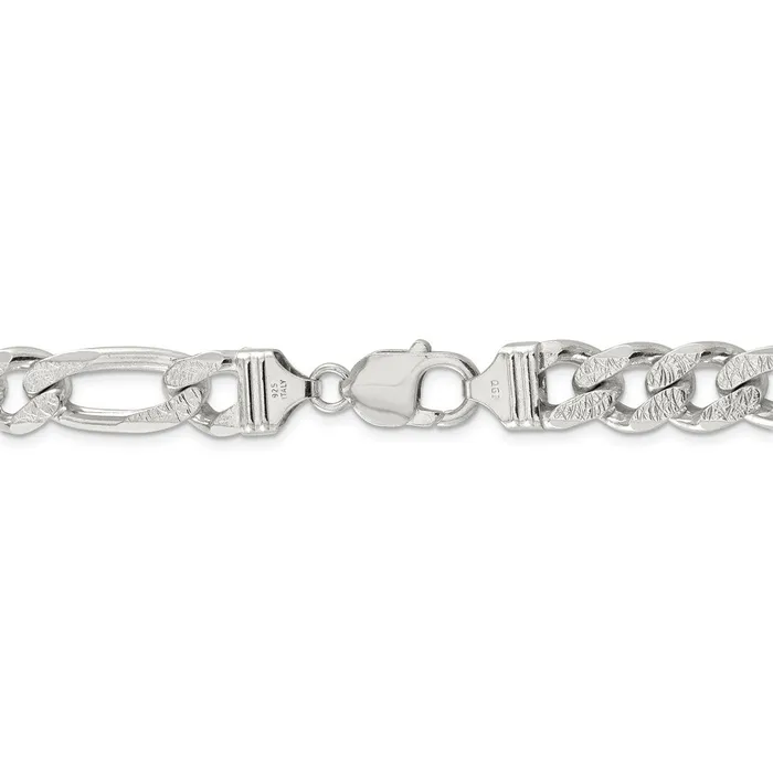 Sterling Silver 105mm Pav Flat Figaro ChainWBCQFF30022 WB Choice Jewelry Necklaces Sterling Silver 105mm Pav Flat Figaro ChainWBCQFF30022 WB Choice Jewelry Necklaces