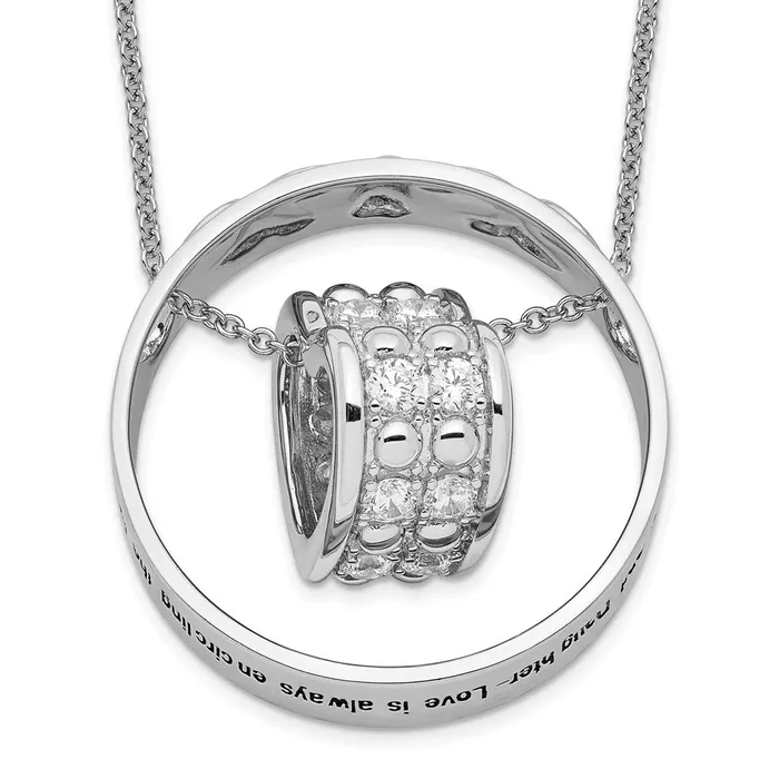 Sterling Silver CZ Antiqued Mother Daughter 18in NecklaceWBCQSX622 WB Choice Jewelry Necklaces Sterling Silver CZ Antiqued Mother Daughter 18in NecklaceWBCQSX622 WB Choice Jewelry Necklaces