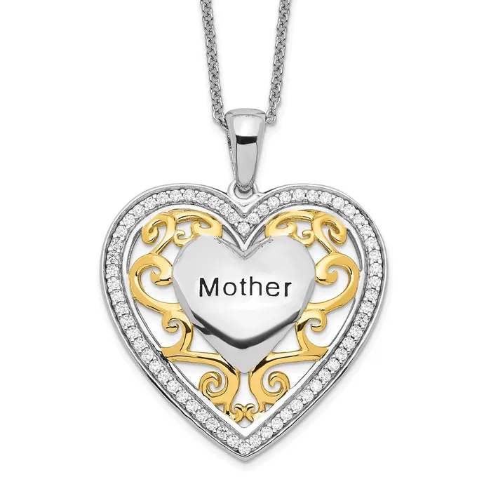 Sterling Silver Goldplated Mother 18in Heart NecklaceWBCQSX251 WB Choice Jewelry Necklaces Sterling Silver Goldplated Mother 18in Heart NecklaceWBCQSX251 WB Choice Jewelry Necklaces
