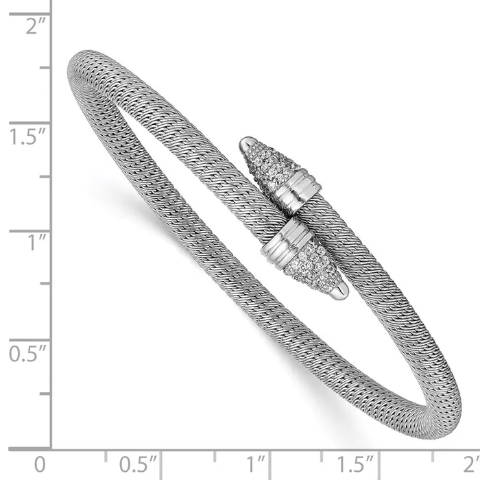Sterling Silver Polished Rhodiumplated Fancy CZ BangleWBCQB975 WB Choice Jewelry Rings Sterling Silver Polished Rhodiumplated Fancy CZ BangleWBCQB975 WB Choice Jewelry Rings