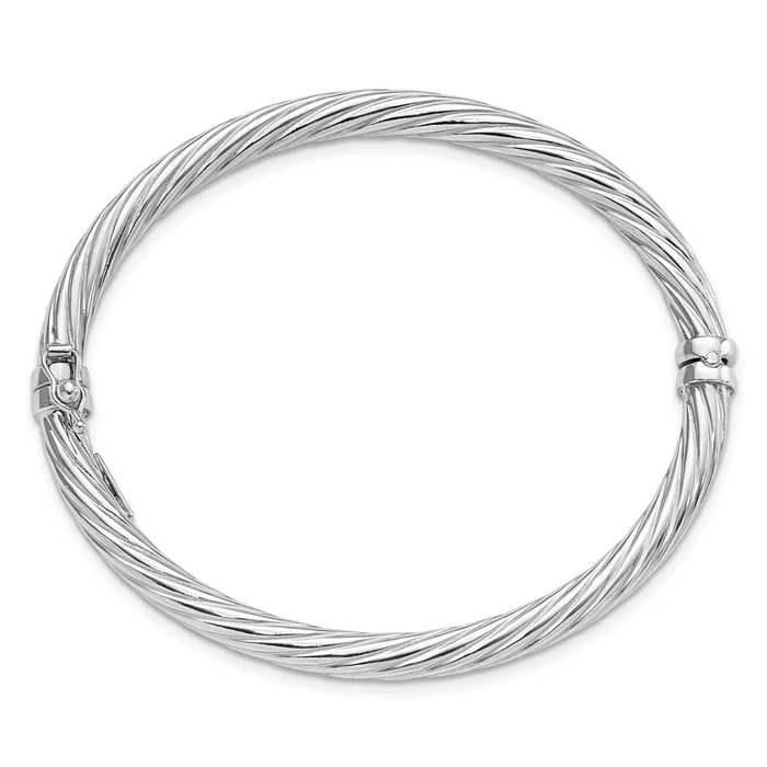 Sterling Silver Rhodplated PolishTwisted 475mm Hinged BangleWBCQB1092 WB Choice Jewelry Rings Sterling Silver Rhodplated PolishTwisted 475mm Hinged BangleWBCQB1092 WB Choice Jewelry Rings