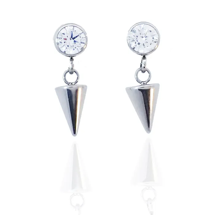 Titanium CZ and spike cone drop Earring Halobes Earrings