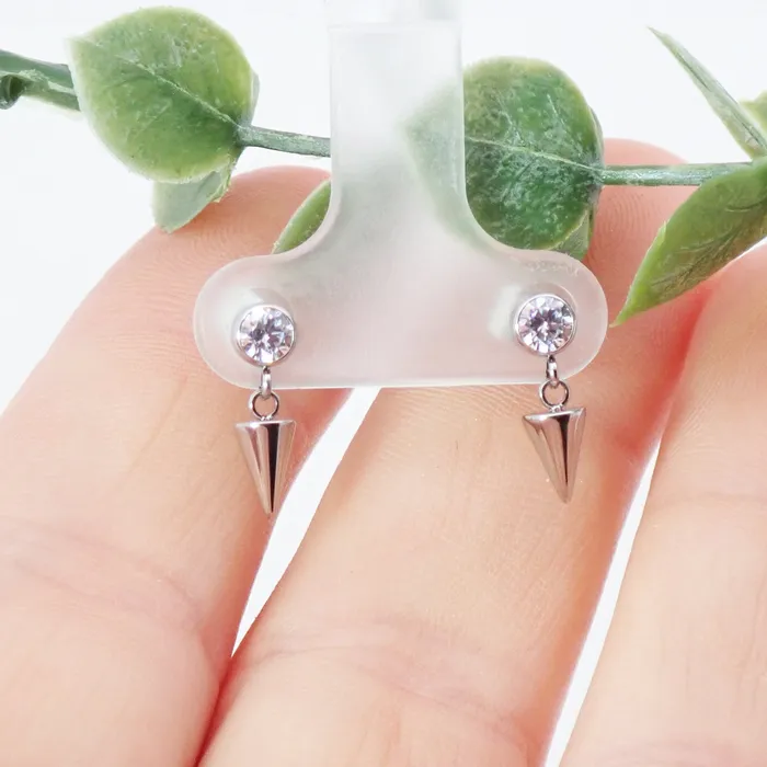 Titanium CZ and spike cone drop Earring Halobes Earrings Titanium CZ and spike cone drop Earring Halobes Earrings